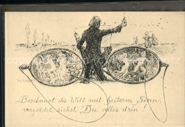 Kuenstlerkarte Hans Volkert die große Brille