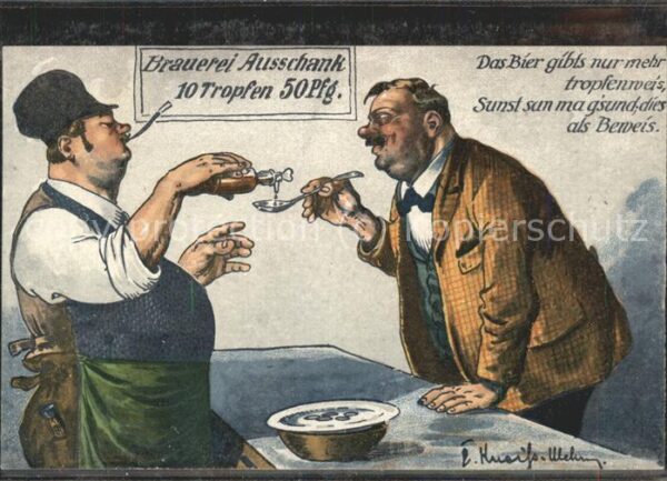 Kuenstlerkarte Brauerei Ausschank 50 Pfg. Humor