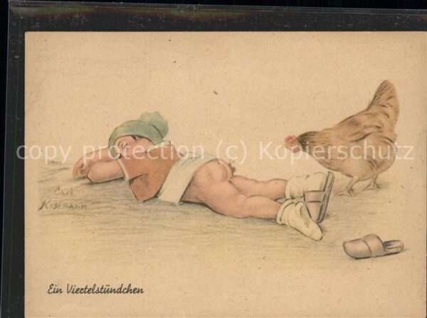 Kuenstlerkarte Carl Rosemann Ein Viertelstündchen Kind