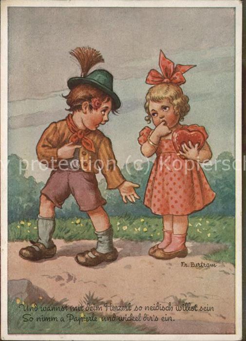Kuenstlerkarte Fr. Betram Tracht Kinder