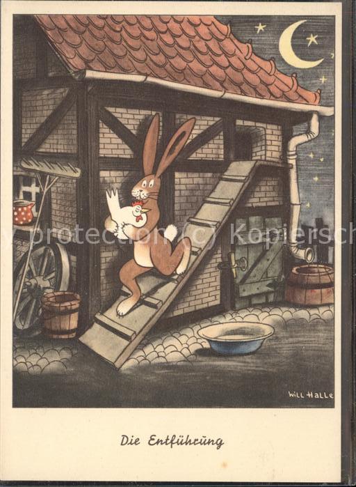 Kuenstlerkarte Will Halle Hase Humor die Entführung