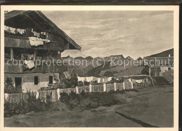 Kuenstlerkarte Anton Kürmaier Baurnhaus im Inntal