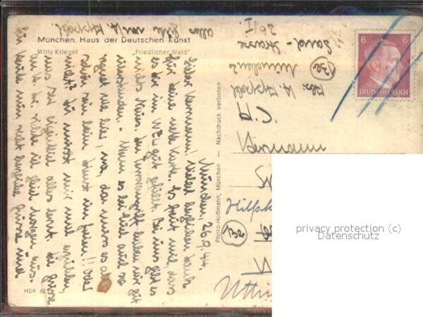 Kuenstlerkarte Willy Kriegel Friedlicher Wald – Bild 2
