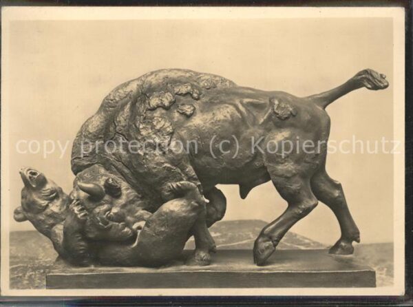 Kuenstlerkarte Emil Manz Wisent und Bär
