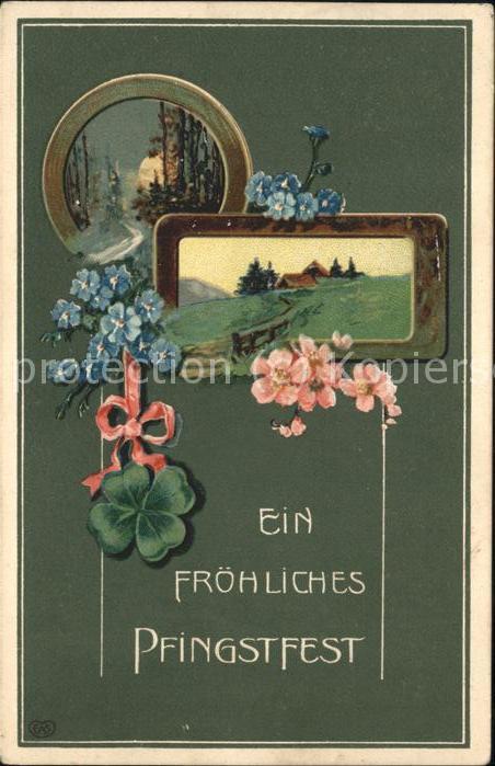 Pfingsten Pentecost Pentecote Fröhliches Pfingsten Kleeblatt