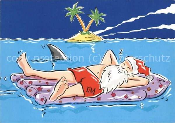 Humor Comic Weihnachtsmann Hai