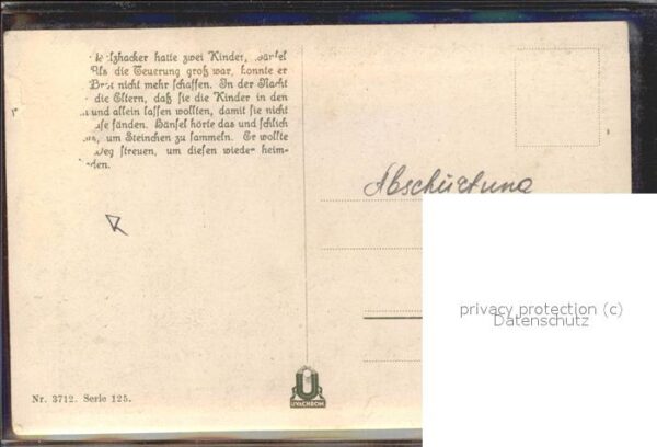 Kuenstlerkarte Otto Kubel Nr. 3712 Brüder Grimm Hänsel – Bild 2