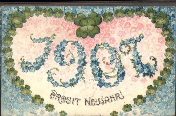 Neujahr Blumenherz Kleeblatt
