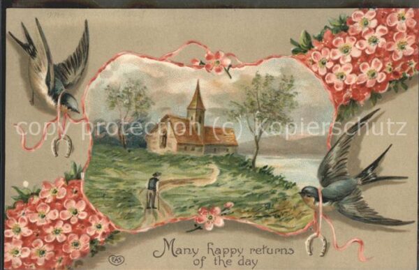 Neujahr Vögel Hufeisen Manny happy returns of t