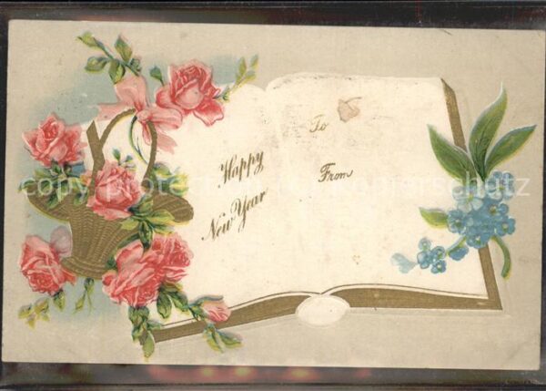 Neujahr Buch Blumen Rosen