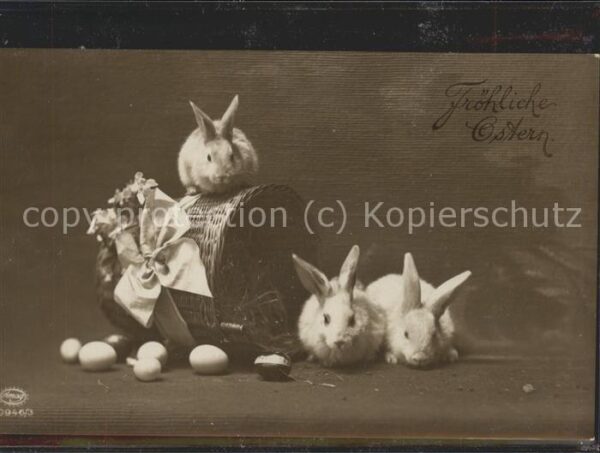 Ostern Easter Paques Hasen Korb Eier