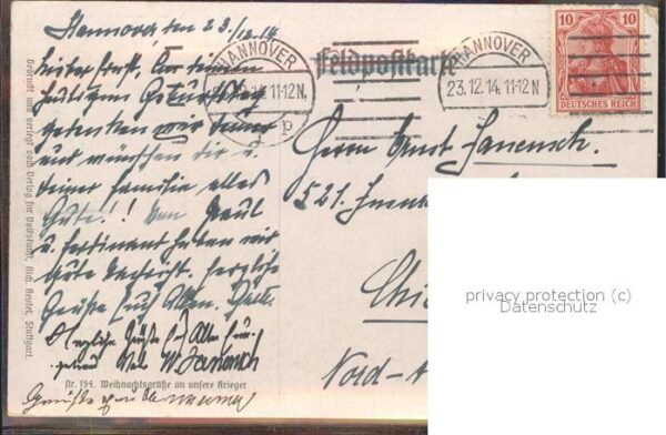 Kuenstlerkarte Walter Gloem Nr. 194 Weihnachtsgruss Kr – Bild 2