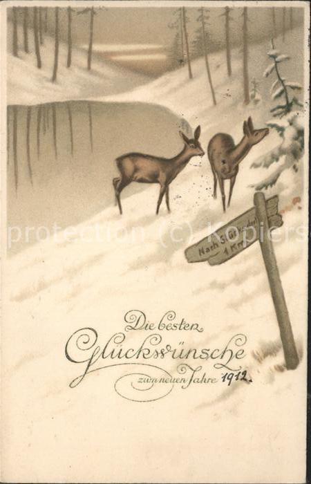 Neujahr Rehe Wald