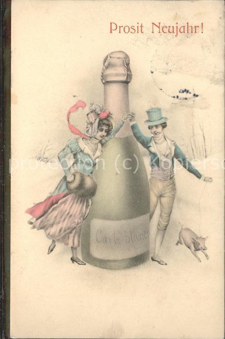 Neujahr Sektflasche Paar Prost