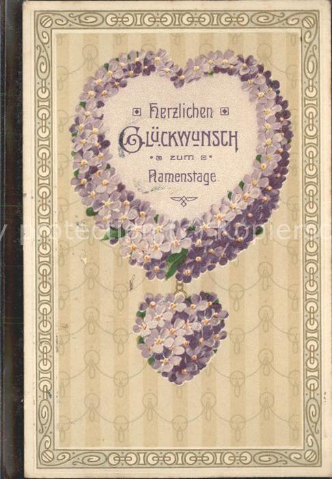Namenstag Namenskarte Blumenherz Glückwünsche