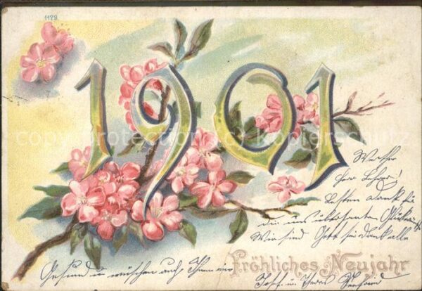 Neujahr Blumen Jahreszahl