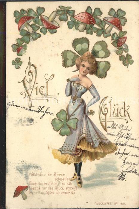 Neujahr Viel Glück Dame Kleeblatt