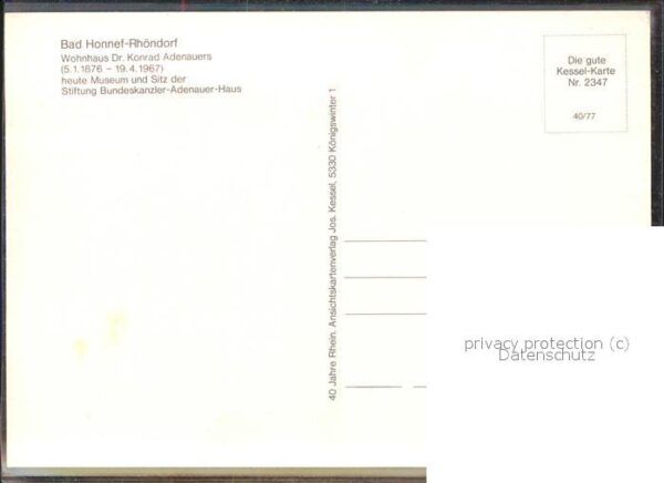 Politiker Bad Honnef-Rhöndorf Wohnhaus Dr. Konrad – Bild 2