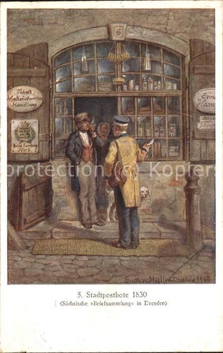 Kuenstlerkarte Gustav Müller-D. Stadtpostbote 1830 Dre
