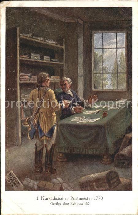 Kuenstlerkarte Kursächsischer Postmeister 1770 Reitpos