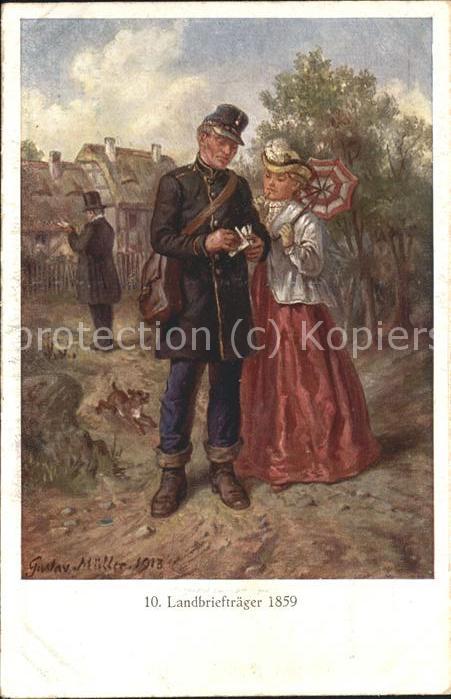 Kuenstlerkarte Gustav Müller Landbriefträger 1859