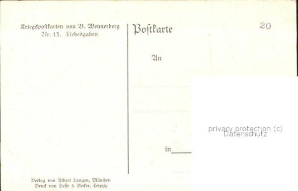 Kuenstlerkarte B. Wennerberg Nr. 15 Liebesgaben – Bild 2