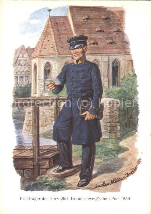 Kuenstlerkarte Gustav Müller Briefträger Herzoglich Br
