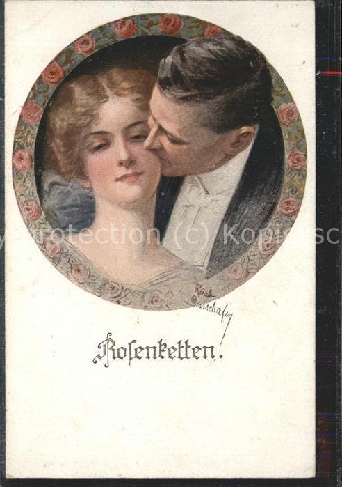 Kuenstlerkarte R. G. Rosenketten Liebe