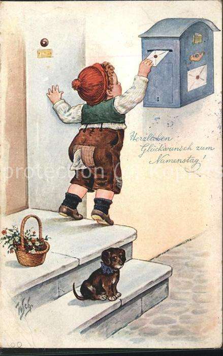 Briefkasten Kind Hund Künstlerkarte