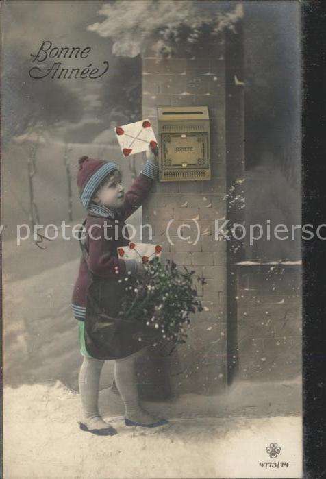 Briefkasten Kind Winter Bonne Annee