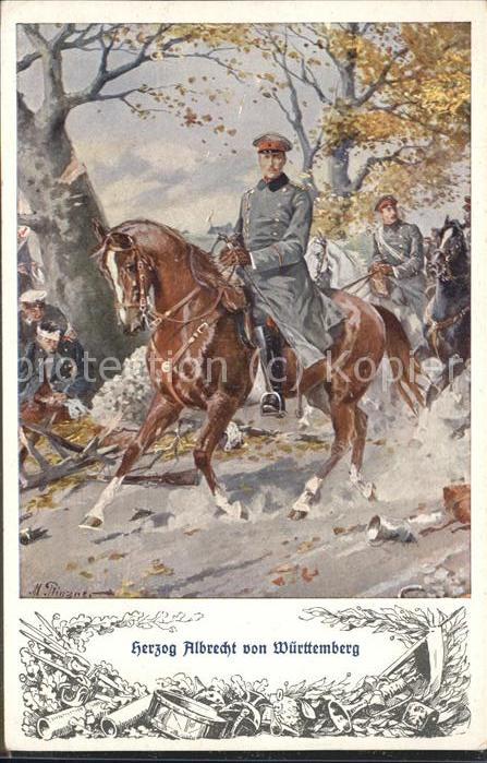 Kuenstlerkarte Herzog Albrecht von Württemberg Pferde