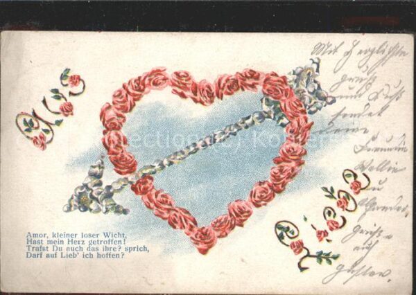 Poesie Amor Pfeil Liebe Blumen Rosen
