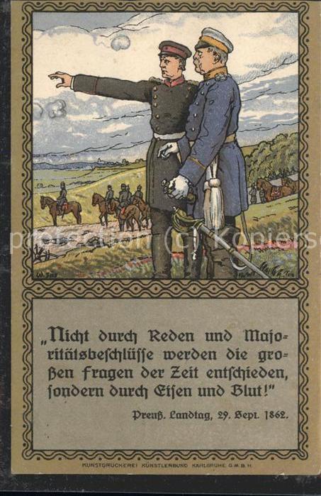 Kuenstlerkarte Preuß. Landtag Soldaten Major