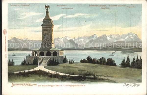 Bismarck Turm Starnberger See Gebirgspanorama