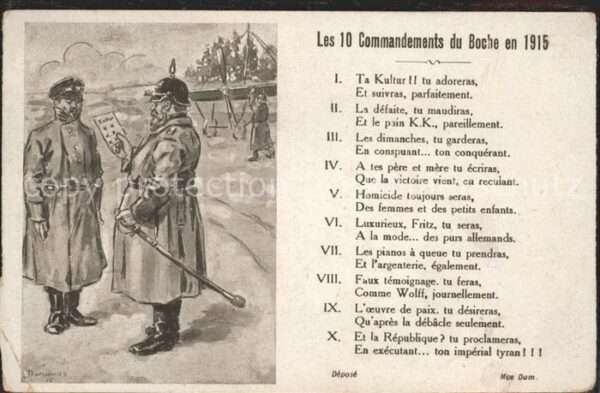 Adel Les 10 Commandements du Boche en 1915