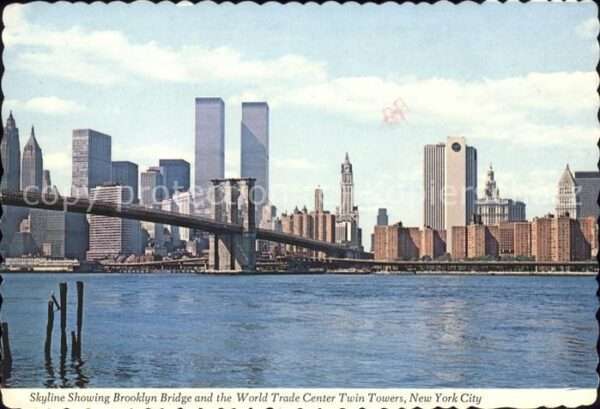 New York City Skyline Showing Brooklyn Bridge World T
