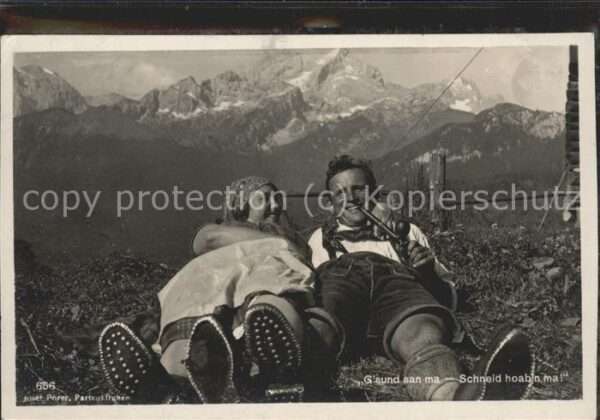 Pfeife Berge Frau Mann Trachten
