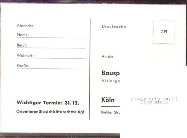 Werbung Reklame Bausparkasse Geld sparen – Bild 2