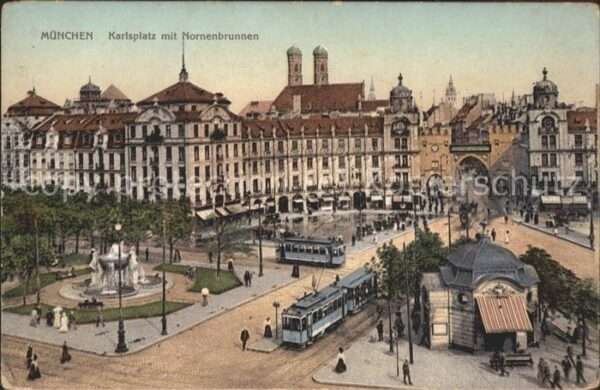 Strassenbahn Karlsplatz Nornenbrunnen München