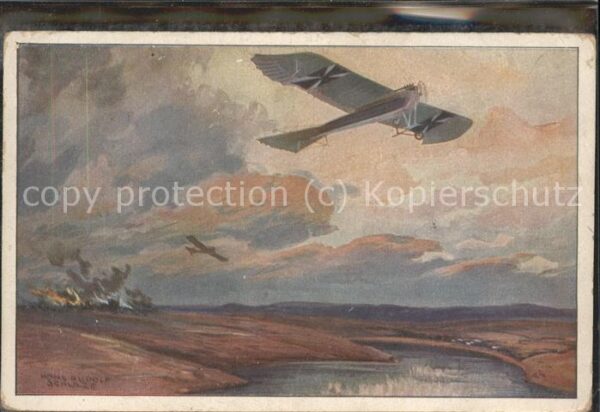Kuenstlerkarte Flugzeug Krieg Luftflotten-Verein