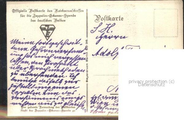 Kuenstlerkarte Otto Anberg Zeppelin Flug – Bild 2