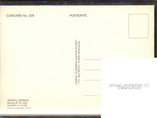 Flugzeuge Zivil Coincard No. 029 Ferderail Express – Bild 2