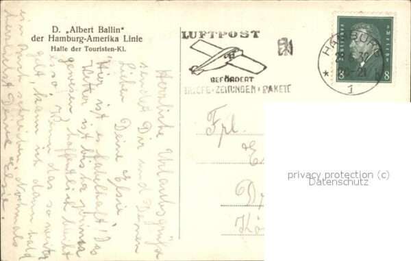 Dampfer Oceanliner D. Albert Ballin Halle der Touristen Lu – Bild 2