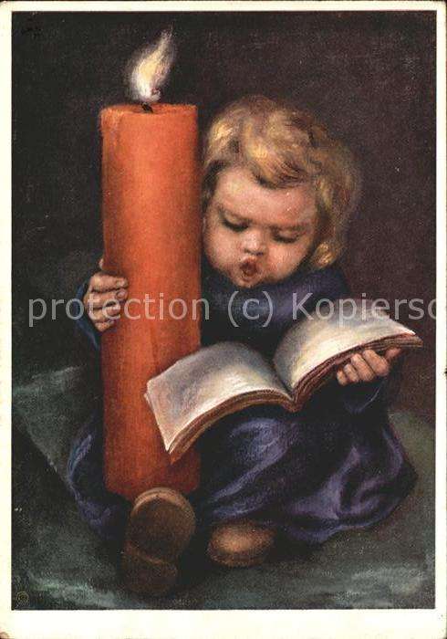 Spoetl Maria Kuenstlerkarte Nr. 463 Kind Kerze Buch