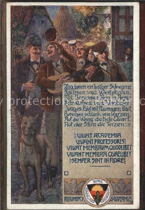 Verlag Schulverein Nr 237 Studenten Hund Gitarre Vivat Academ