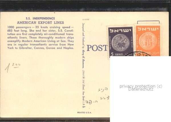 Dampfer Oceanliner S.S. Independence American Export Lines – Bild 2