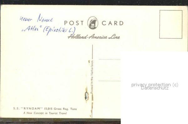 Dampfer Oceanliner S.S. Ryndam Holland-Amerika Linie – Bild 2