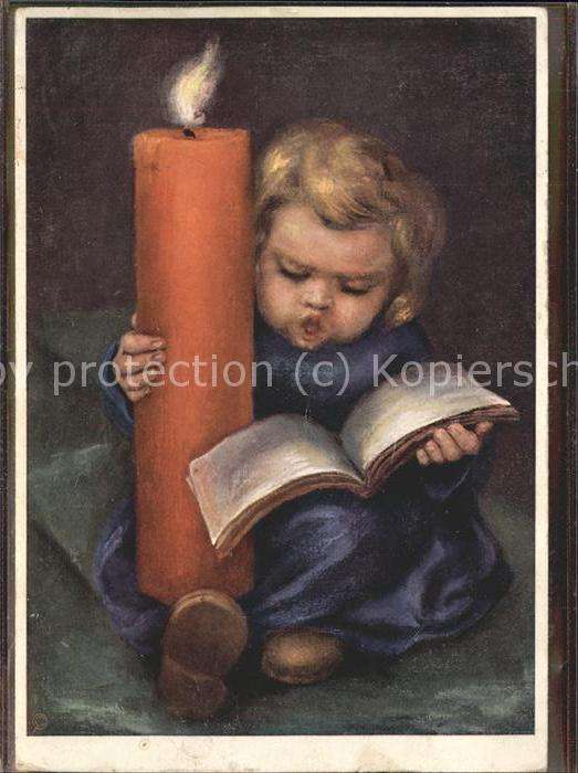 Spoetl Maria Kuenstlerkarte Nr. 463 Kind Kerze Buch