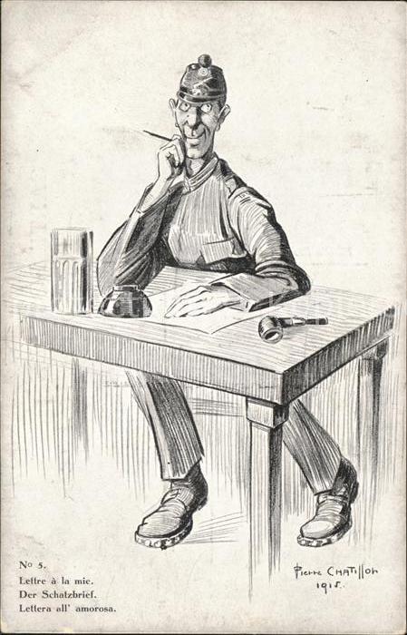 Kuenstlerkarte Chatillon Pierre Nr. 5 Soldat Pfeife Ze