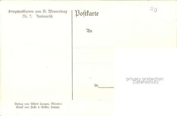 Wennerberg Brynolf Nr. 7 Kriegspostkarte Ausmarsch – Bild 2